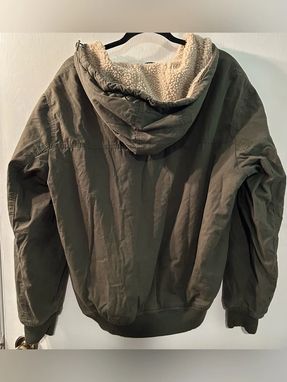 Oscar Sports Olive Green Sherpa-Lined Hoodie Jacket Size XL